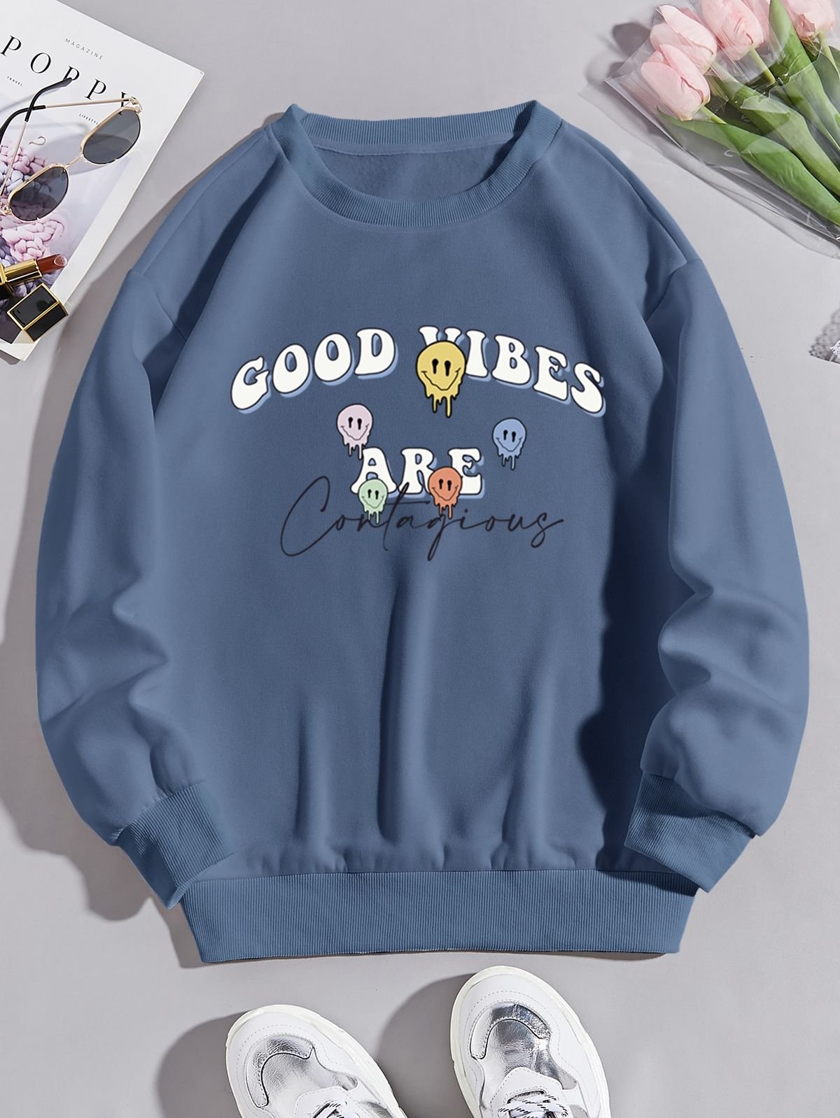 Women Halloween Black Cat Print Casual Sweatshirt